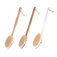 Bath pig bristles body brush shower massage brush with removable wood handle